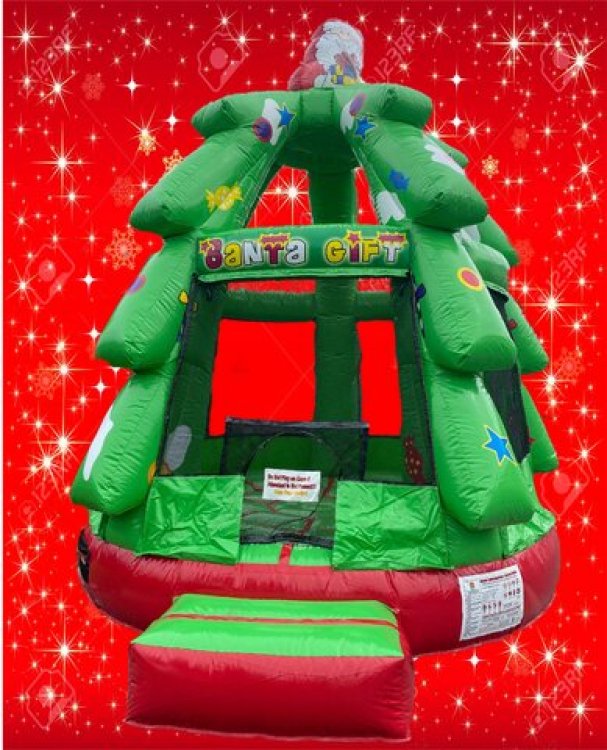 Christmas Tree Santa Bounce House 