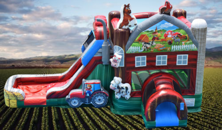 Farm Bounce House Slide Combo