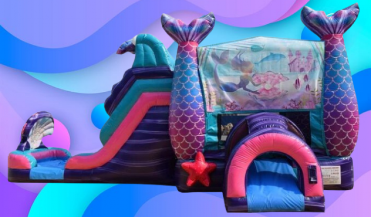 Under the Sea Mermaid Bounce House w Dual Slide 